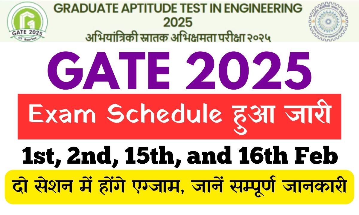 GATE 2025 Exam Dates 1st, 2nd, 15th, and 16th February, Check