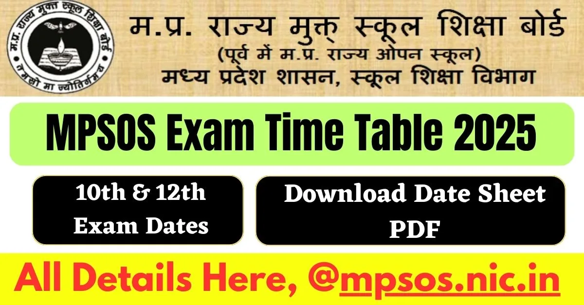 MPSOS Exam Time Table 2025