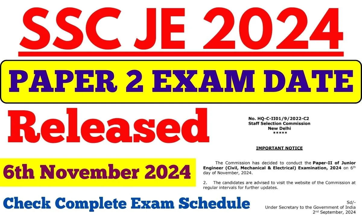 SSC JE 2024 Paper 2 Exam