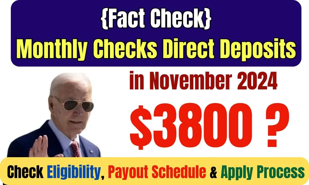 $3800 Monthly Checks Direct Deposits in November 2024