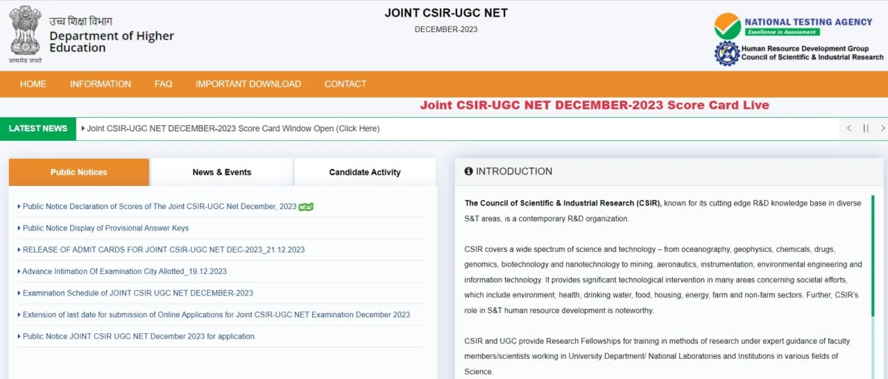 CSIR UGC NET Dec 2024