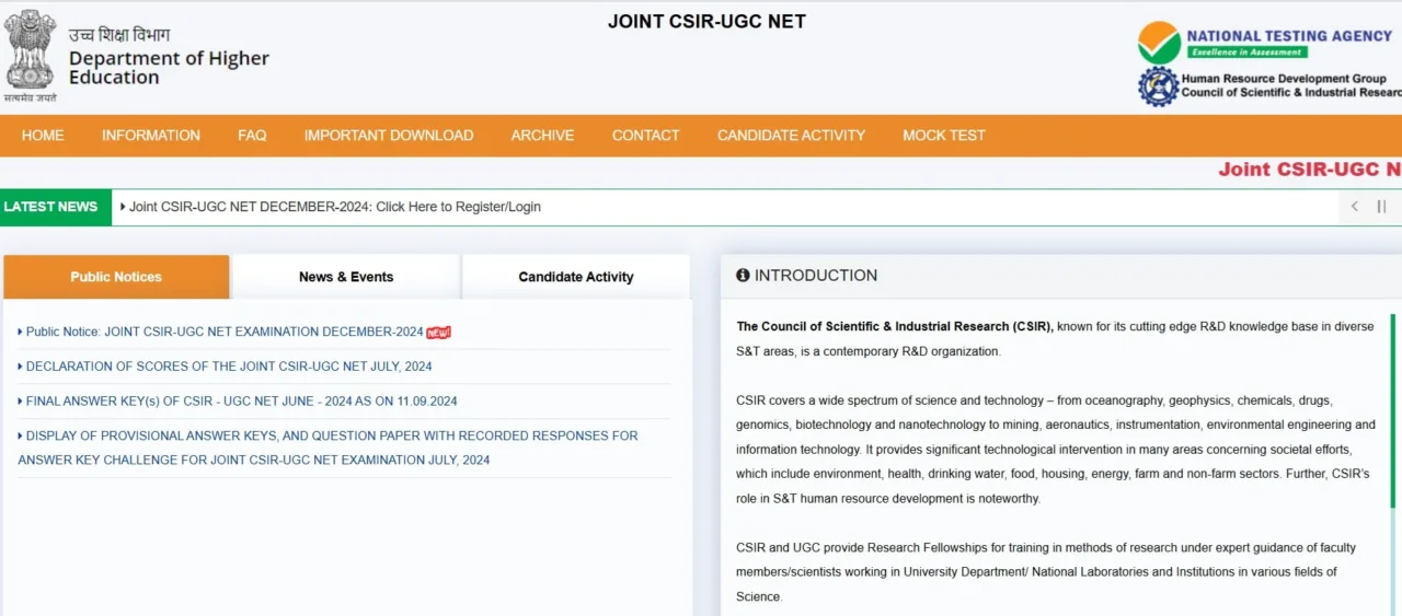 CSIR UGC-NET Apply Online 