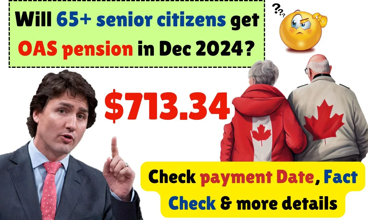 Will 65+ seniors receive a $713.34 OAS pension in Dec 2024?