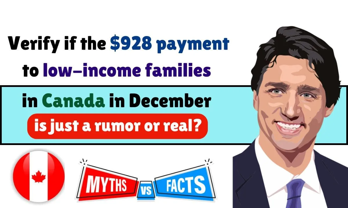 $928 payment to low-income families in Canada in December