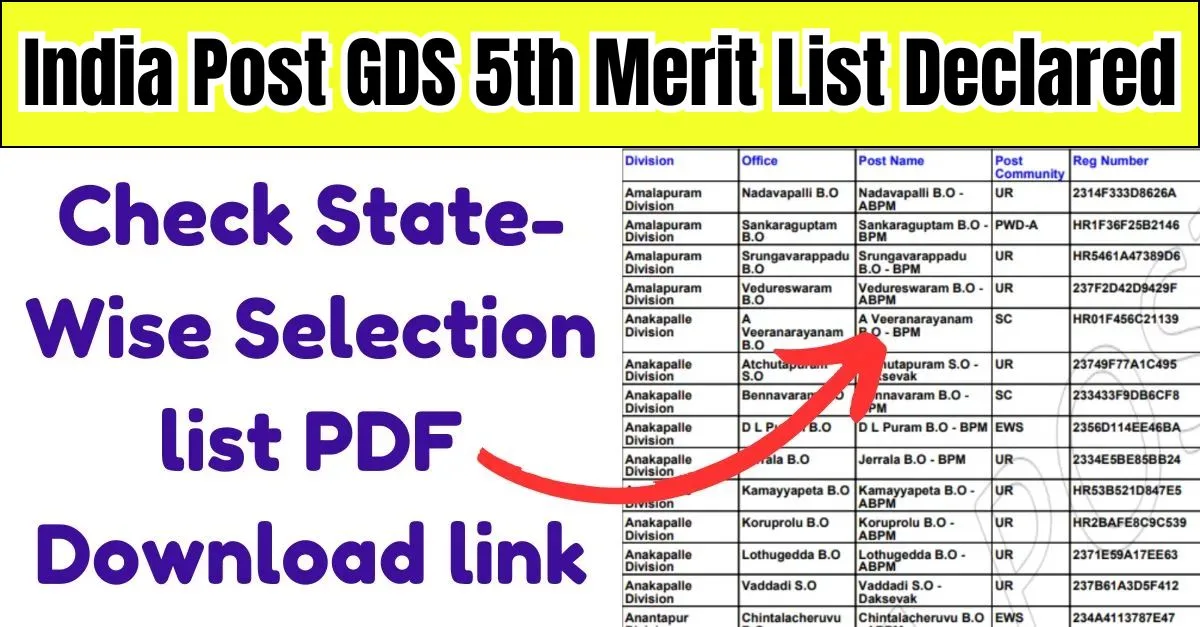 GDS 5th Merit List 2024 