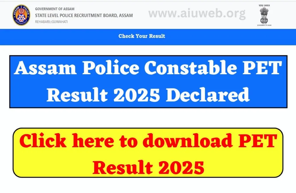 Assam Police Constable PET Result 2025 Declared