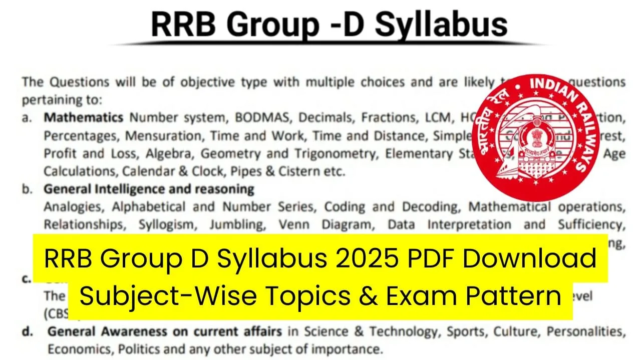 RRB Group D Syllabus 2025