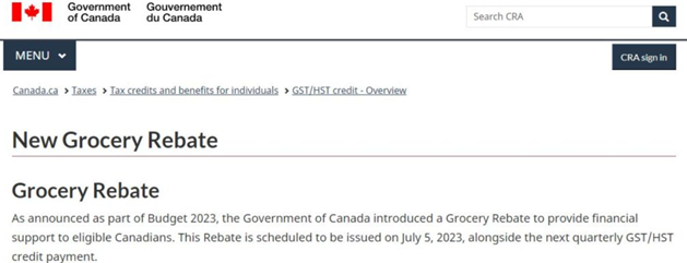 What Canada Grocery Rebate Payment 2025