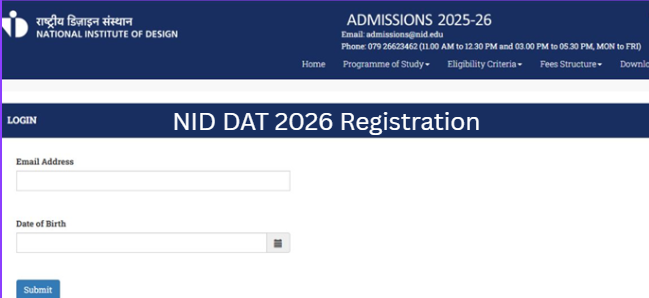 NID DAT 2026 Registration